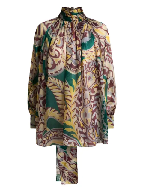 ETRO floral-print turtleneck blouse Green WRJA015099SA1K3