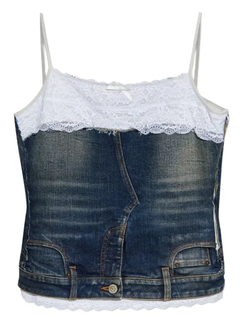 Balenciaga lace cotton top Blue 838716TSWC4