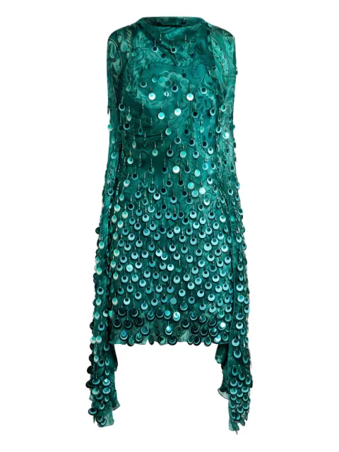ETRO silk mini dress with sequin embroidery Green WRHA0468AR400