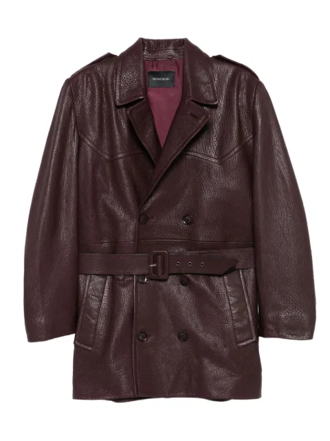 Manokhi belted double-breasted coat Red MANO670