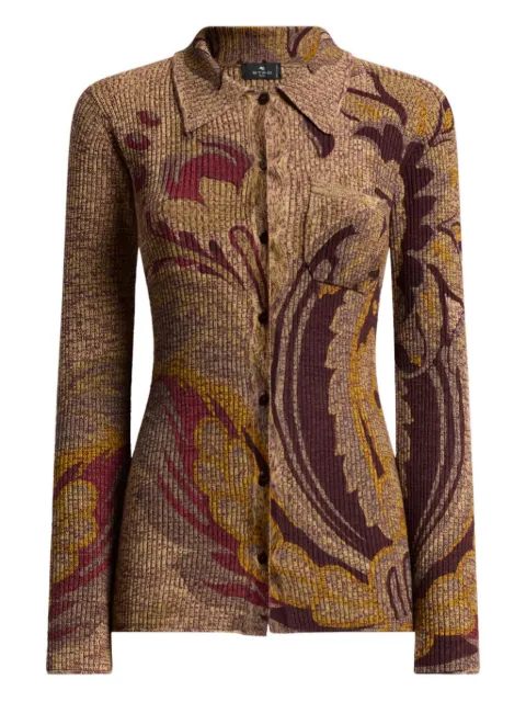 ETRO ribbed floral-print cardigan Brown WRKE0339AKC84