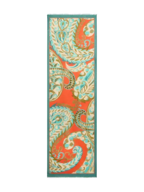 ETRO paisley-pattern fringed scarf Orange WATA0005AKC70