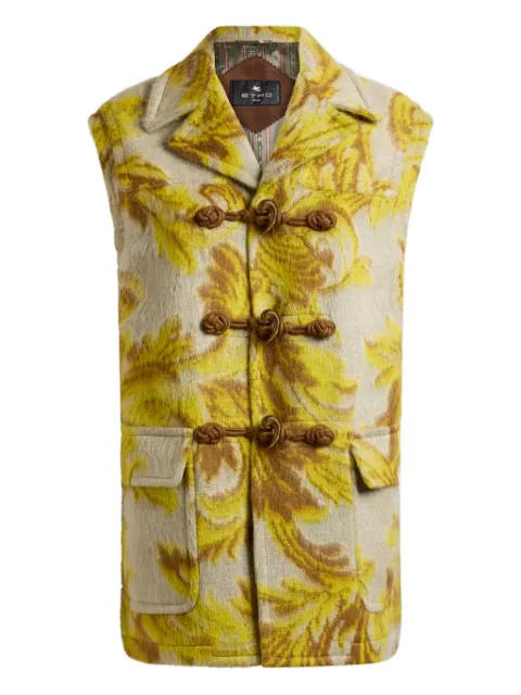 ETRO floral-jacquard toggle waistcoat Yellow WRDA002699TJB46