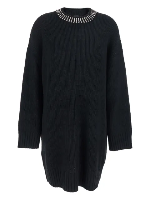 PINKO crystal-embellished ribbed mini dress Black 105746A2S4