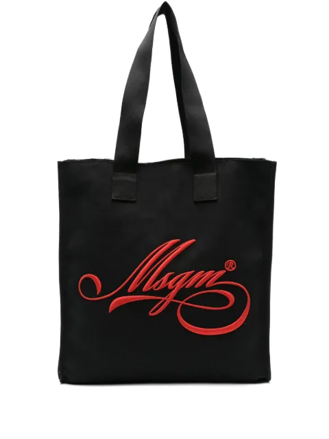 MSGM medium logo-embroidered tote bag Black 3941MDZ10241