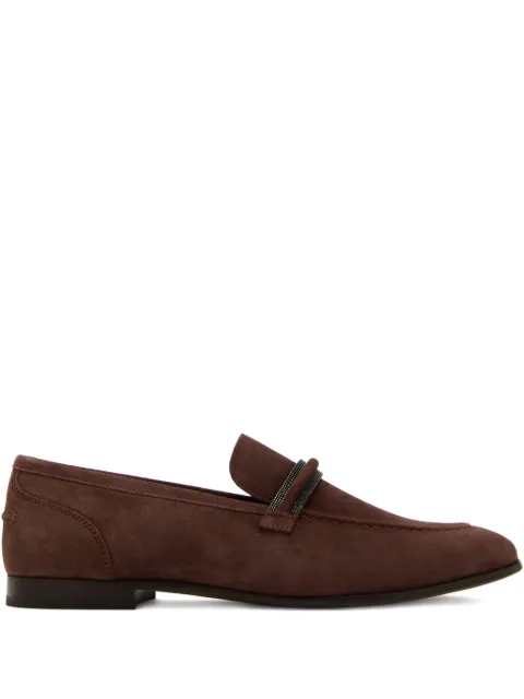 Brunello Cucinelli beaded-embellished suede loafers Brown MZSFC3009PC4181