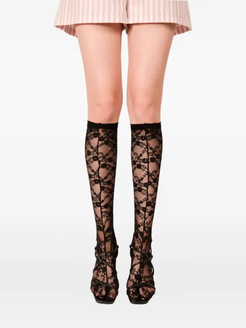 Ioana Ciolacu Brody Long lace-patterned knee-length stockings Black IC26LS02