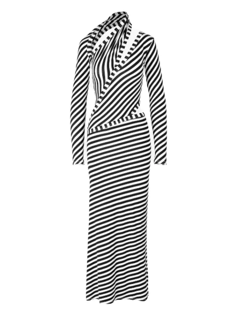 Ioana Ciolacu diagonal-stripe cut-out maxi dress Blue IC26DR01