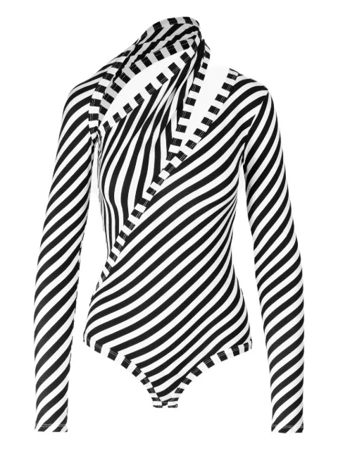 Ioana Ciolacu diagonal-stripe cut-out bodysuit Blue IC26BD03