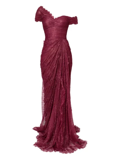 Iris Serban Eleria draped lace gown Red ELERIA