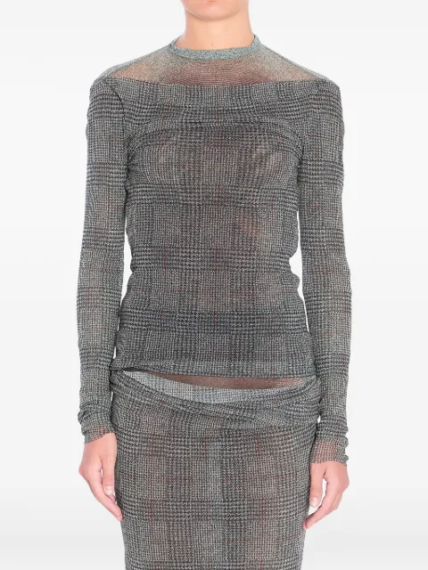 Jean Paul Gaultier checked mesh top Grey 2504WTO363M007P