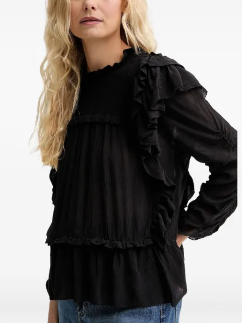 MUNTHE Crisp smocked ruffled blouse Black 252100225231