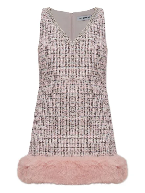 Self-Portrait bouclé sleeveless mini dress Pink AW25116SAP