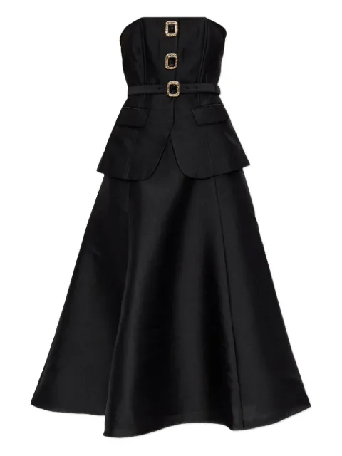 Self-Portrait belted buckle-detail dress Black AW25083MB