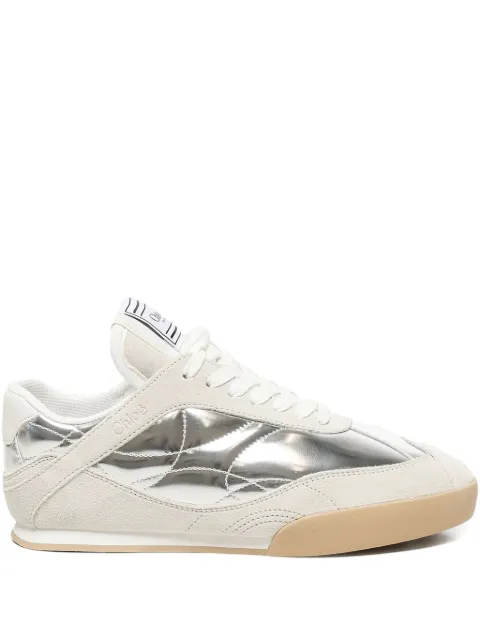 Chloé Kick metallic-panelled sneakers Neutrals CHC25A07ISO