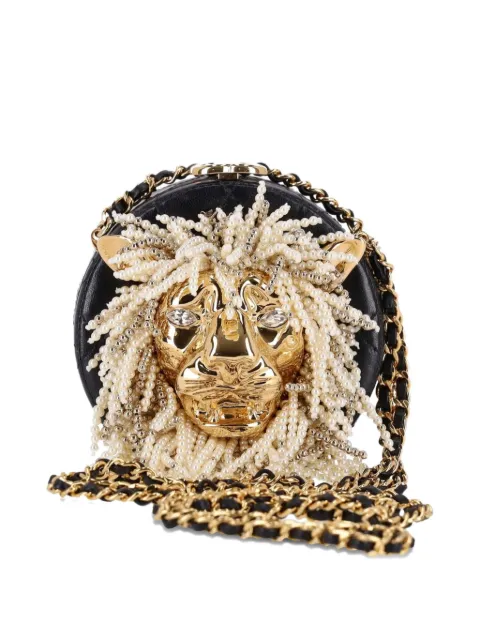 CHANEL Pre-Owned 2024 mini lion-head embellished cross-body clutch Black SL695