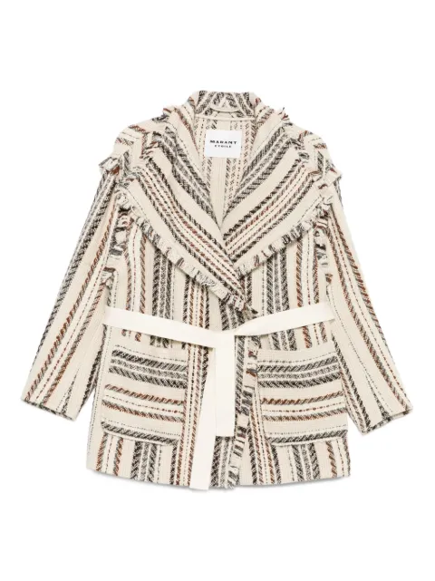 MARANT ÉTOILE Illisa striped fringed jacket Neutrals MA0431FAC3D01E