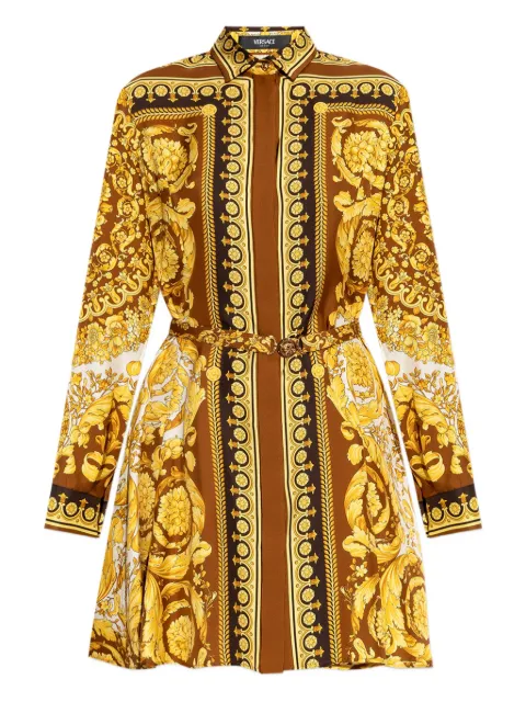 Versace silk belted mini shirt dress Yellow 10189331A15215