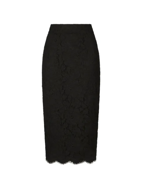 Dolce & Gabbana DNA lace scalloped-hem midi skirt Black F4B7ITHLM7L