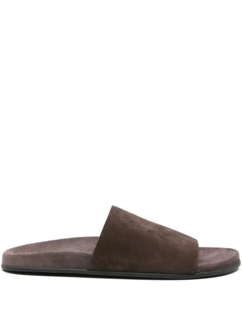 The Row Hugh suede slides Brown F1660L302