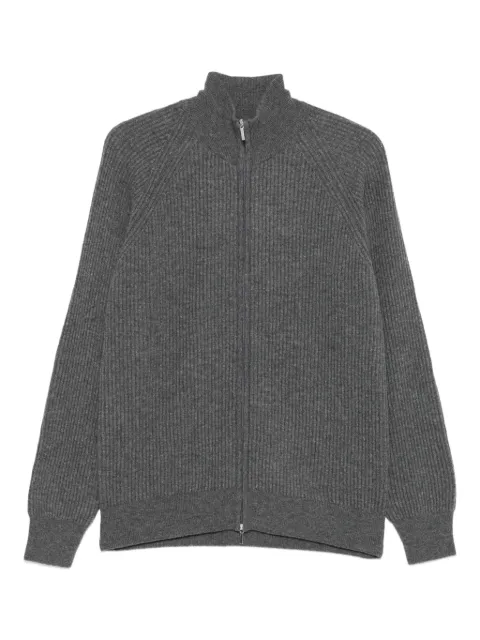 Barba ribbed zip-up cardigan Grey 720025203