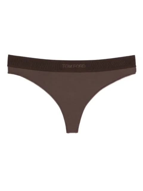 TOM FORD logo-waistband thong Brown KNJ009JEX166