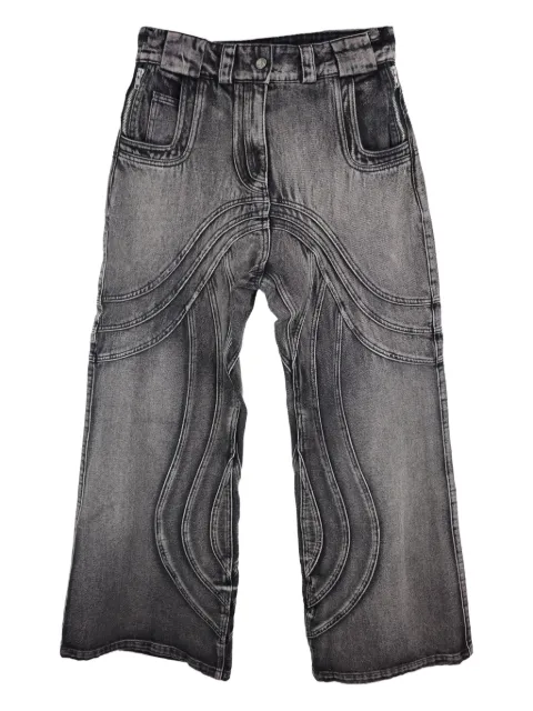 NO/FAITH STUDIOS wave-pattern faded-wash jeans Grey 2444007100115
