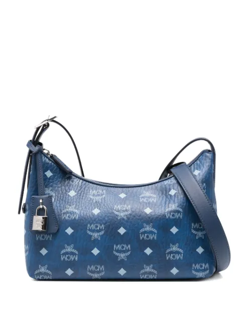 MCM small Aren satchel bag Blue MWHESTA011F