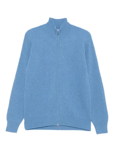 Barba ribbed zip-up cardigan Blue 720025203