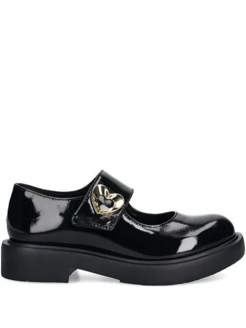 Love Moschino heart-buckle patent leather loafers Black JA10114G1NIH0