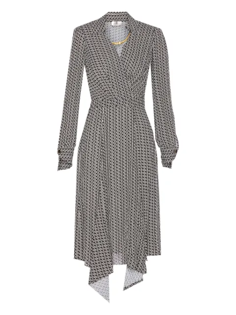 Elisabetta Franchi geometric-print V-neck midi dress Black ABS0356E2