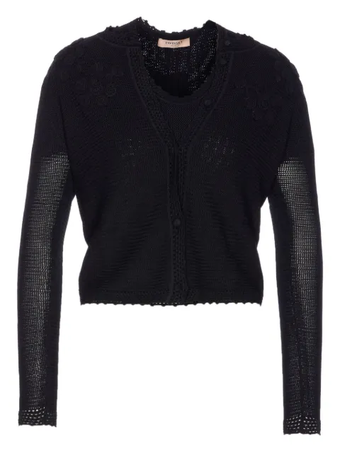 TWINSET floral-embroidered knitted sweater Black 252TP317400006