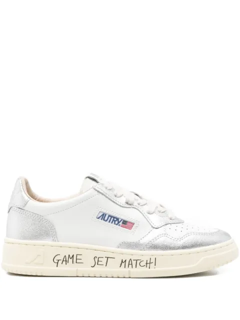 Autry Medalist metallic-panel leather sneakers White AULWBH05