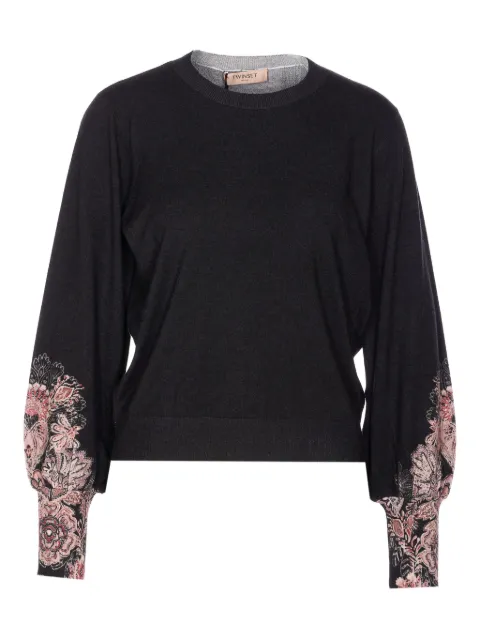 TWINSET sleeve-detail crew-neck sweater Black 252TP363212742