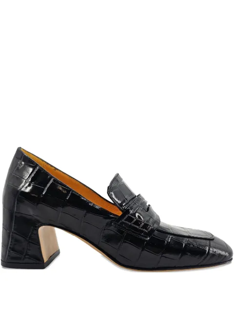 Madison Maison crocodile-embossed leather heeled loafers Black MD300