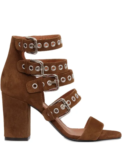 Via Roma 15 80mm buckle-detail eyelet sandals Brown 2332