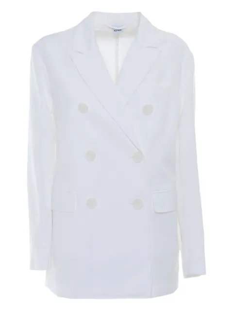 ASPESI double-breasted cotton linen blazer White G0931G20