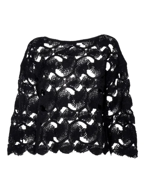 Kangra crochet-lace open-weave top Black 192013