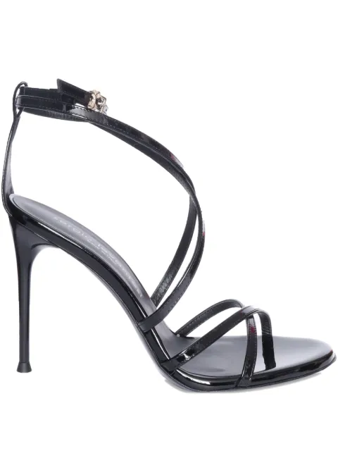 Sergio Levantesi 110mm Rebel 5 patent leather cross-strap sandals Black REBEL5PAINT