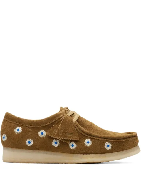 Clarks Originals daisy-embroidered derby shoes Brown 26175852