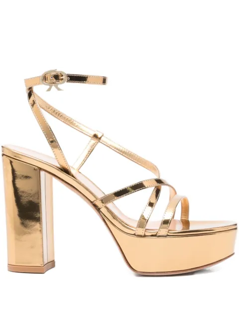 Gianvito Rossi 100mm metallic leather sandals Gold G3262470RICMET
