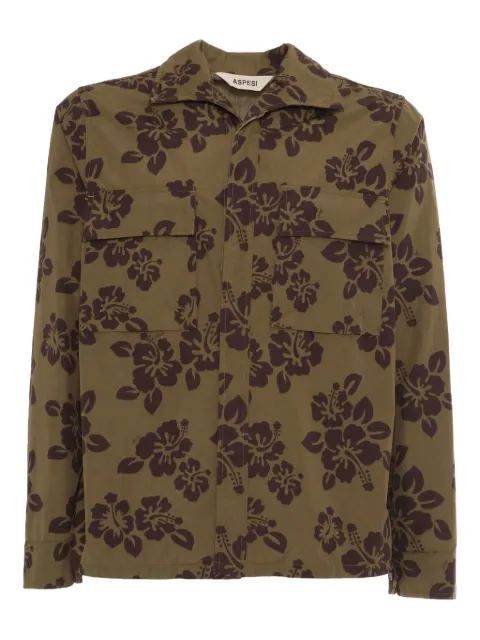 ASPESI hibiscus-print cotton shirt Brown ACE48M279