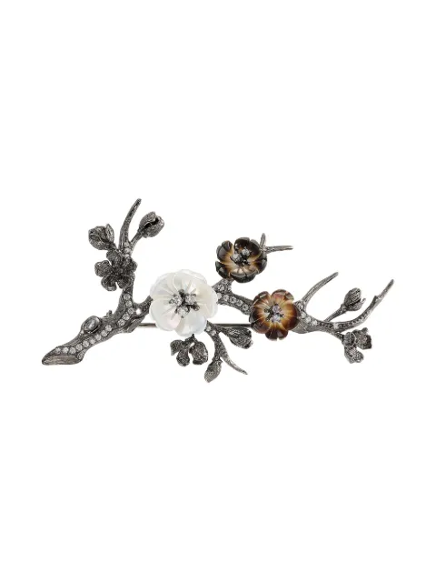 Anabela Chan Sakura Blossom diamond brooch Black ACFD23BRBRMP