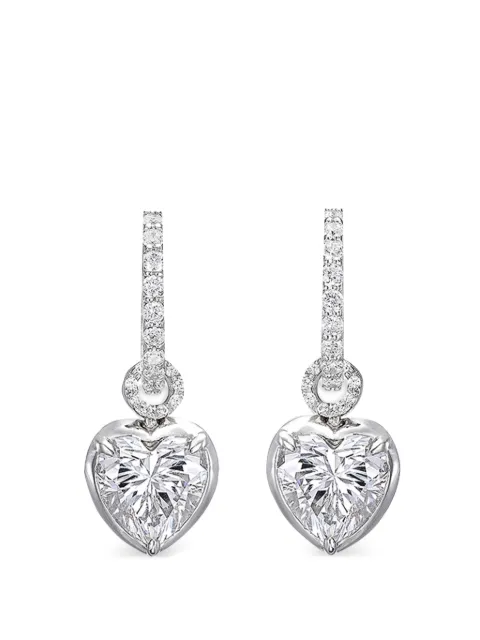 Anabela Chan petite Heart Pendant hoop earrings Silver ACDD41ESWGWDS
