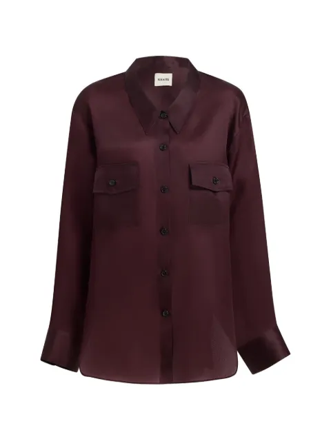 KHAITE Matteo flap-pocket button-front shirt Brown 24043002599