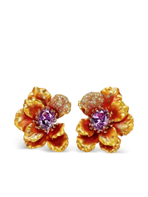 Anabela Chan 18K yellow gold vermeil Magma Poppy earrings Orange ACMA01EAMAPA