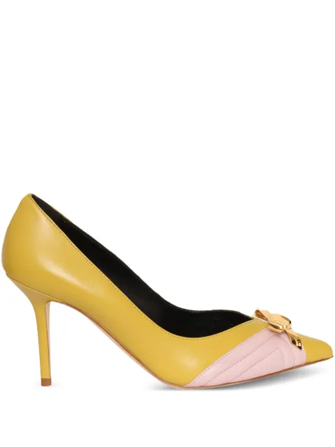 Elisabetta Franchi leather bow-detail pumps Yellow SA11L51E2
