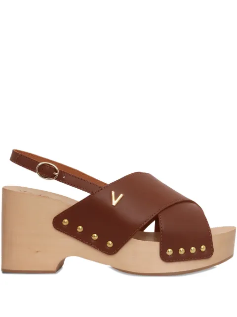 Via Roma 15 100mm cross-strap wooden-sole sandals Brown 4330