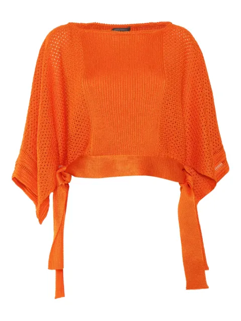 Alberta Ferretti open-knit tie-detail sweater Orange 09130104