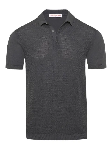 Orlebar Brown Burnham textured silk-cotton polo shirt Grey 281113